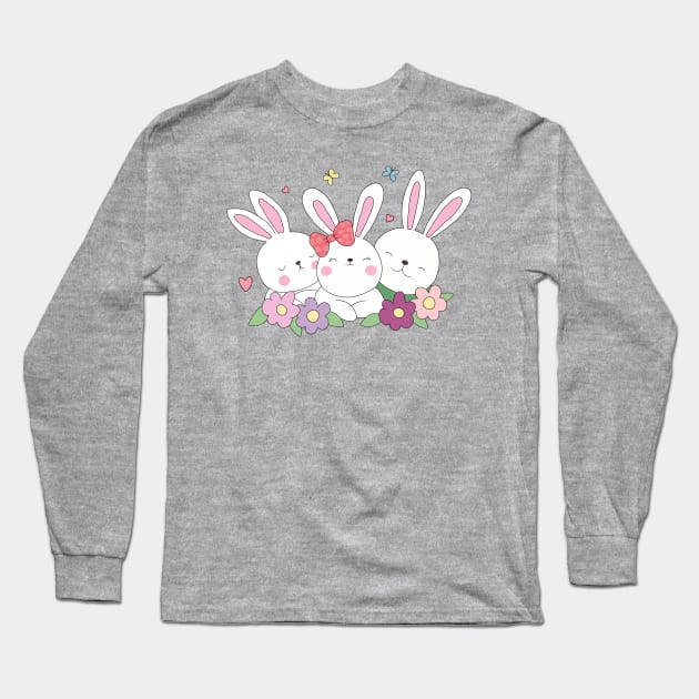 Easter Bunnies Long Sleeve T-Shirt by valentinahramov